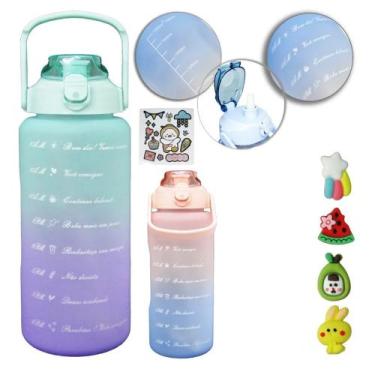 Imagem de Kit Garrafa de Água Esportiva 2L + 700 ml Marcador de tempo A prova de