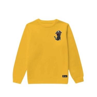 Imagem de Blusão Moletom Infantil Pirata Gato Personalizado sem Capuz gola Redon