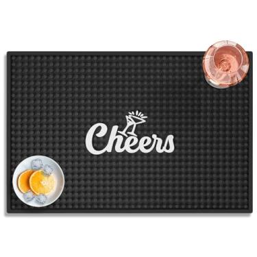 Imagem de Lexenic Tapete de Bar Cheers para Bar Em Casa, Tapete de Borracha Retrô de Secagem Rápida para Drenagem de Água para Bancadas de Bar de Cozinha, Tapete de Bar de Café Personalizado (18×12×0,47 Polegad