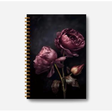Imagem de Guymn Caderno feminino Dark Academia Rose – Diário floral gótico gótico, diário de bruxa, material de escritório gótico, caderno de Halloween, caderno espiral 14 x 21 cm