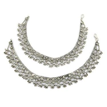 Imagem de Sandálias de tornozeleiras Boho – Par de joias de tornozelo – Feita à mão com solda fina – Acessórios femininos inovadores para festival tribal boêmio étnico e hippie retrô vintage – Presente