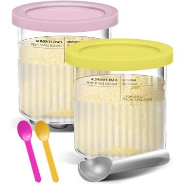 Imagem de Gropecan 24 Oz Deluxe Creami Pints e Tampas para Ninja- 2 Unidades 11 Em 1 Recipientes para Sorvete Cremoso, Copos, Potes, Cubas, Conjunto de Latas, Pote de Smoothie Compatível com ()