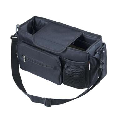Imagem de simhoa Organizador de carrinho de bebê Bolsa de fraldas com porta-copos, bolsa de viagem para mamãe, armazenamento de itens essenciais para bebês para, Preto