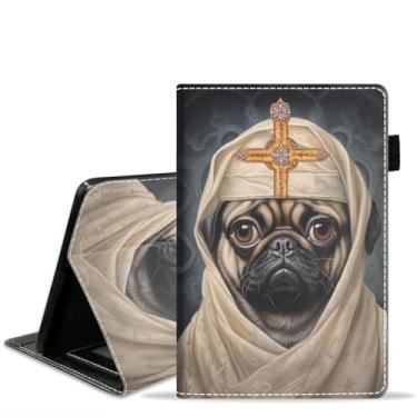 Imagem de stmedazm Capa para tablet Amazon Fire Max 11 (11 polegadas, 13ª geração, versão 2023), capa de couro PU premium com suporte para despertar/hibernar automaticamente - Pug engraçado