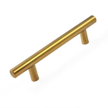 Imagem de 10 X Puxador Gaveta Aço Inox Dourado Preto 64mm 96mm 128mm - Maxima Me