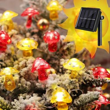 Imagem de Decoração de jardim, luzes de corda alimentadas por energia solar, lâmpada de cogumelo, luzes de fadas de jardim, luzes noturnas de cogumelo, presentes, decoração de núcleo de casa de campo, 4,3 m, 40