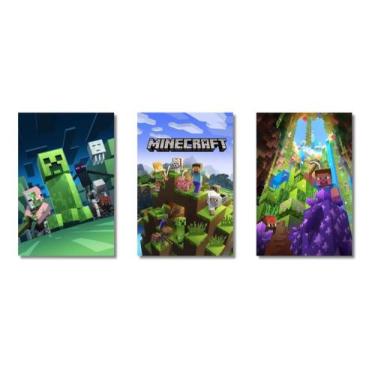 Imagem de 3 quadros decorativos minecraft jogo pc gamer - Venus quadros