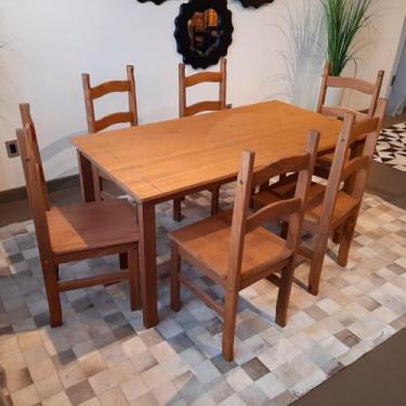 Imagem de Conjunto Mesa de Jantar Marin Brasil 150x80 cm com 6 Cadeiras, Madeira Maciça