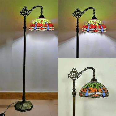 Imagem de Lâmpada de assoalho LED retrô americano Criatividade luxuosa europeia Sala de estar Quarto de estudo Villa Hotel Vidro colorido Lâmpada de assoalho de leitura (Estilo 6)