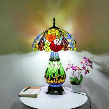 Imagem de American RetroTable Lâmpada Europeia Luxuosa Sala de Estar Quarto Estudo Villa Hotel Lâmpada De Mesa De Vidro De Cor LED (Estilo 26)