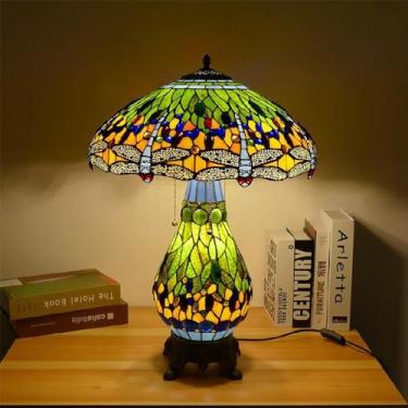 Imagem de American RetroTable Lâmpada Europeia Luxuosa Sala de Estar Quarto Estudo Villa Hotel Lâmpada De Mesa De Vidro De Cor LED (Estilo 9)