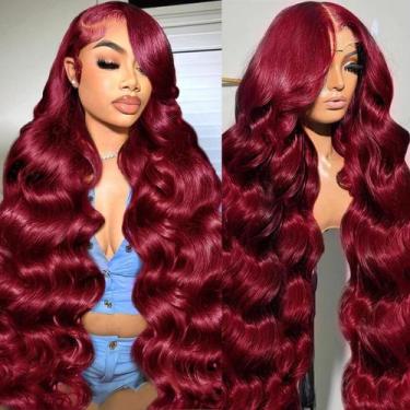 Imagem de Peruca AYNISS V WIGS - Lace Frontal Body Wave Burgundy 99J - 30"