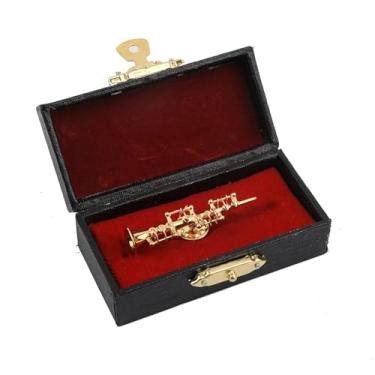 Imagem de Dselvgvu Miniatura Instrumento Musical Moderno Broche de Lapela Mini Instrumento Musical Modelo com Capa de Instrumento Forrado de Veludo Vermelho Presente de Natal Decoração e Ornamento para Homens e