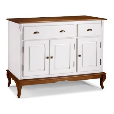 Imagem de Balcão Buffet 3 Portas 2 Gavetas Hannover 60803 Linz Móveis, Branco/Im