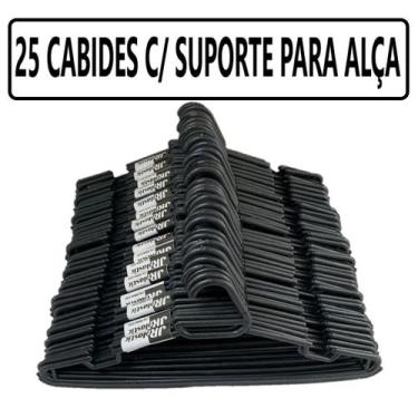 Imagem de Kit 25 Cabide Adulto Preto De Plástico Reforçado - JR PLASTIC