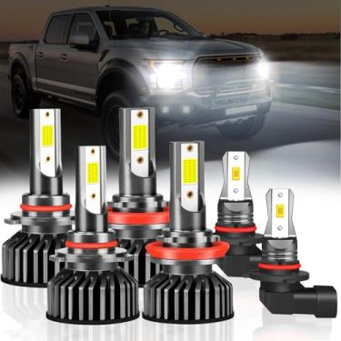 Imagem de Lâmpadas de farol de neblina 9005 H11 9145/H10, tamanho real 1:1, branco frio 6500K, 500% de brilho, ventilador, plug-n-play, 50.000 horas, IP68 impermeável, pronto para CANbus, pacote com 6