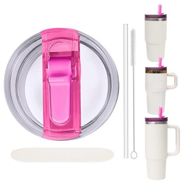 Imagem de Tampa de substituição à prova de vazamento com canudo - Apto para Stanley ProTour Quencher e Quencher H2.0 copo de 590 ml, 850 g (rosa, 590 ml e 850 g)