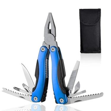 Imagem de Alicate, Canivete, Multifuncional, Inox 16-in-1, Portátil de Bolso, para Camping, ao ar livre, Pesca, Caminhadas, com Case (Azul)