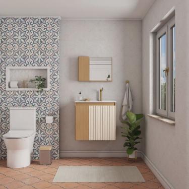 Imagem de Gabinete para Banheiro com Lavatório e Espelheira Camomila