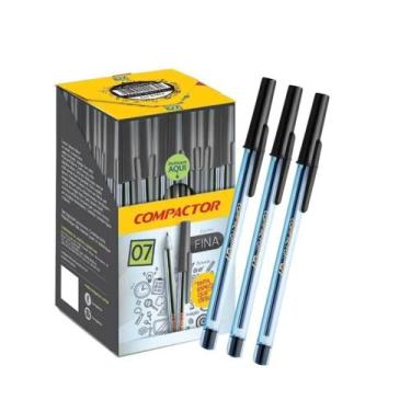 Imagem de Kit com 3 Canetas Preto Esferográficas Compactor Ponta Fina