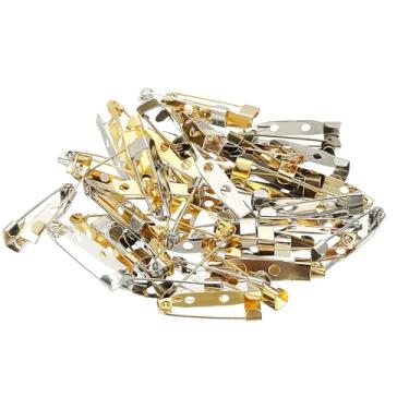 Imagem de PATIKIL 50 pinos de crachá, pinos de segurança de 25 mm etiqueta de nome para crachá em massa tiras planas médias para roupas artesanais faça você mesmo, colorido