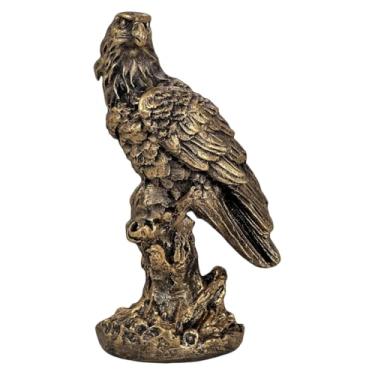 Imagem de Águia Tronco Decorativa Espanta Pombo Pomba Resina com 22 cm (Dourada)