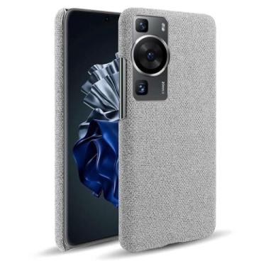 Imagem de Capa para Huawei P60 Pro,Capa desenhada em lona,Case Protetora Ultrafina com Empunhadura Macia,Design em Tecido Antichoque e Antiarranhões-Light gray