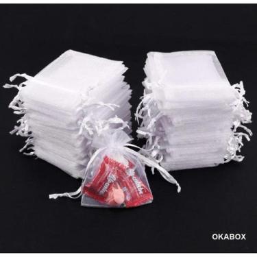Imagem de Saquinho De Organza Tule 9X12 Fita Cetim  (300 Und) BRANCO - ART E FES