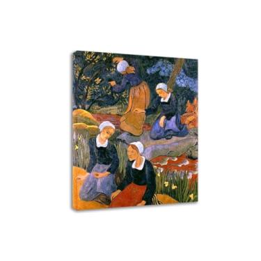 Imagem de "Quatre jeunes bretonnes dans la forêt" pinturas famosas impressão de arte em tela reproduções de pintura a óleo arte de parede moderna em tela para sala de estar 80 x 104 cm emoldurada