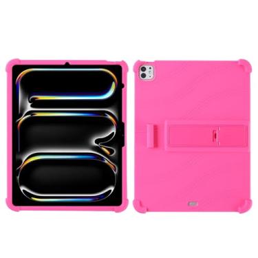 Imagem de QYiiD Capa para iPad Pro 13 polegadas M4 (2024), capa protetora de silicone leve, à prova de choque, macia e à prova de choque, capa de silicone com proteção contra quedas de TPU macio, rosa