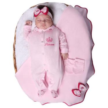 Imagem de Saída de Maternidade Menina Pequena Princesa Rosa 04 Peças - Mavi Baby