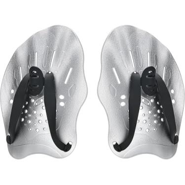 Imagem de WOULDWIN Palmar Nadadeira De Mão Paddles com alças ajustáveis,Palmatórias de natação contornadas à mão-cinzento
