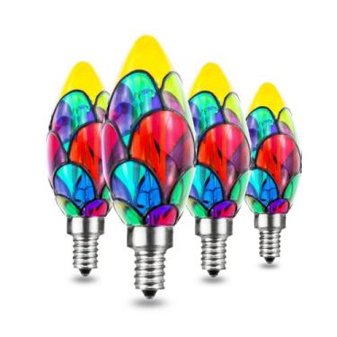 Imagem de Lâmpada LED de vitral Greeogin C35 E12 4W 400lm, pacote com 4