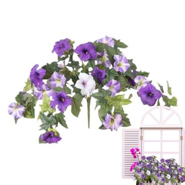 Imagem de Flores Artificiais Para Exteriores | Plantas Artificiais Para Varanda Com Petúnias,Plantas Penduráveis para Vasos Externos Jardim Varanda Pátio Decoracao Casamento Primavera