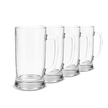 Imagem de Conjunto de 4 Canecas de Vidro para Chopp cerveja refrigerante bar 600ml