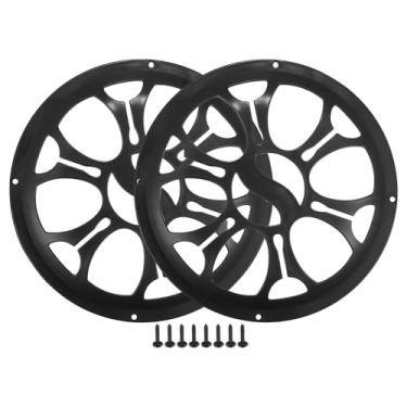 Imagem de ACROPIX Capa universal para grades de alto-falante de carro de 20,3 cm, capa protetora para alto-falante de áudio de 20,32 cm com parafusos de montagem ABS preto - Pacote com 2