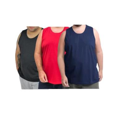 Imagem de Kit 3 Camisas Regata Plus Masculina 100% Algodão Camiseta Xg - DDC MOD