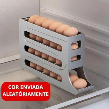 Imagem de Porta Ovos Deslizante Organizador Para Geladeira De 4 Camadas Automáti