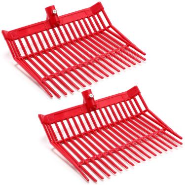 Imagem de Lasnten 2 peças de cabeça de substituição de garfo de estrume, cabeça de forcado de 18 dentes com parafusos e porcas, ancinho de estrume de cavalo para pegar grama e feno (vermelho)