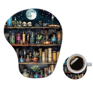 Imagem de Mouse pad ergonômico com descanso de pulso, confortável mouse pad de gel para computador, suporte de pulso para laptop, mouse para alívio da dor com base de PU antiderrapante gótica