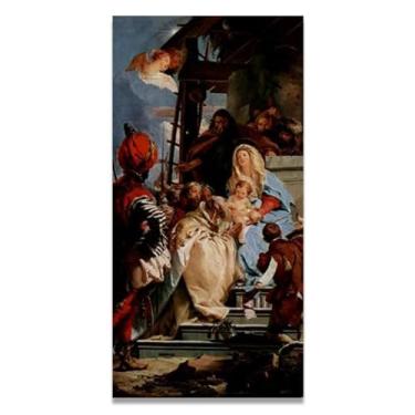 Imagem de Adoração dos Magos Giovanni Battista Tiepolo Impressão em tela – Obra-prima rococó barroca, pintura escolar de Veneza, pintura a óleo decorativa para galeria doméstica 20 x 40 cm