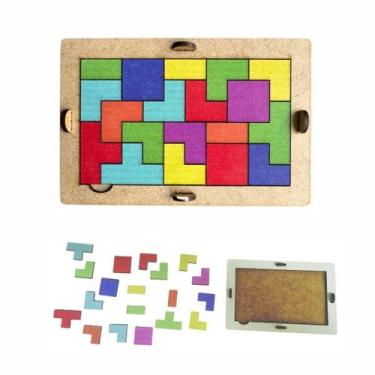 Imagem de Mini Tetris Blocos Encaixar Montessori Quebra Cabeca Puzzle - Indústri