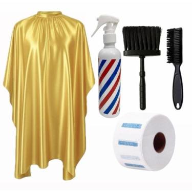 Imagem de Kit Barbeiro Completo Capa Espanador Borrifador Escova Golas - Barbers