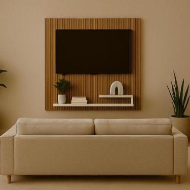 Imagem de Painel Para Tv Até 32 Polegadas Com Prateleira Liso e Ripado - Kelan, 