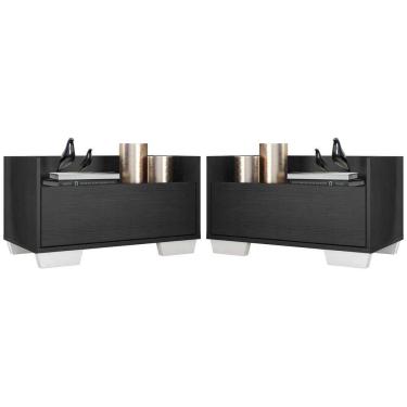 Imagem de Kit com 2 Mesas de Cabeceira 60 Cm com Pés Quadrados Preta