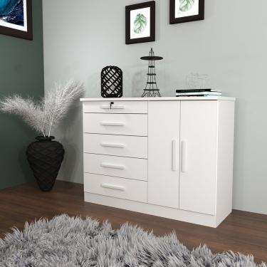 Imagem de Cômoda 5 Gavetas 2 Portas Istambul Tcil Móveis Neve