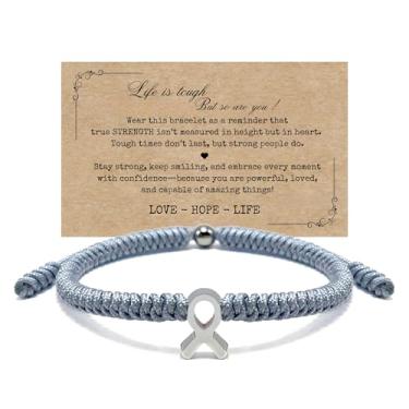 Imagem de LAMIBEE Pulseira para uma causa, pulseira de fita de conscientização, pulseiras ficam bem em breve, pulseira de cordão de surfista de proteção para homens, mulheres estilo amuleto boho, Medium, Não