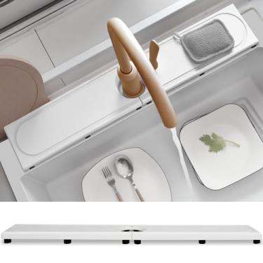 Imagem de Tapete de torneira para pia de cozinha com pés elevados, bandeja de pia de pedra de diatomita de secagem rápida, torneira absorvente de água e proteção contra respingos, evita acúmulo de umidade