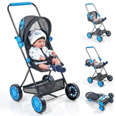 Imagem de Carrinho de Boneca Baby Sag Luxo Porta Objeto Azul