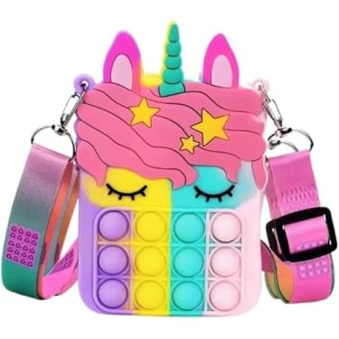 Imagem de Bolsa Infantil Unicórnio Pop It Sensorial de Silicone, Multicolorida - (Cor Aleatória)